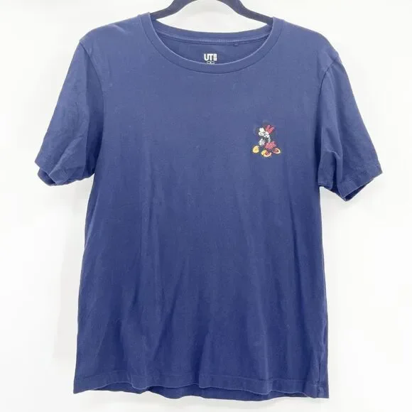 Uniqlo Mickey Manga Art Graphic T Shirt Women's Size S Navy Blue Disney - Picture 2 of 6